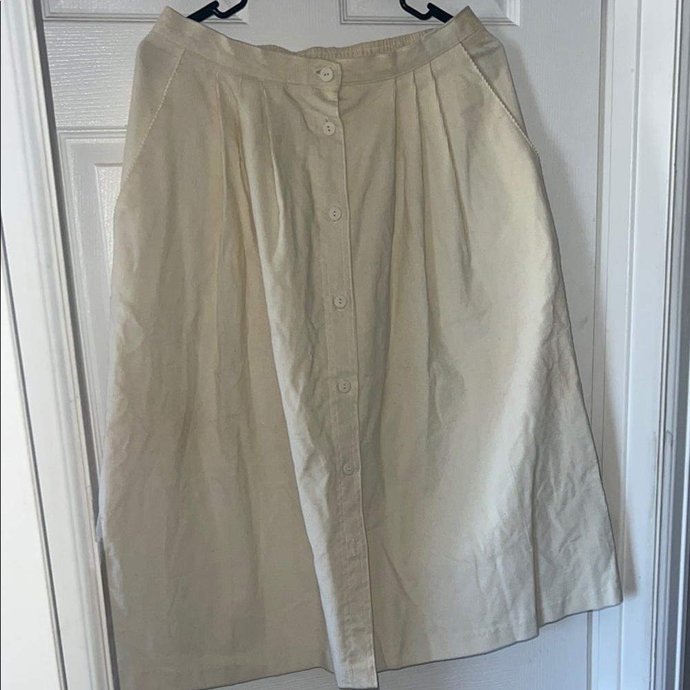 Elegant Cream Button-Front Skirt